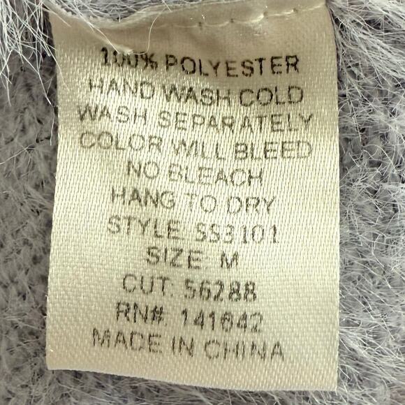 She + Sky Crew Neck Fuzzy Sweater Top Long Sleeve Light Blue Size Medium - Picture 5 of 7